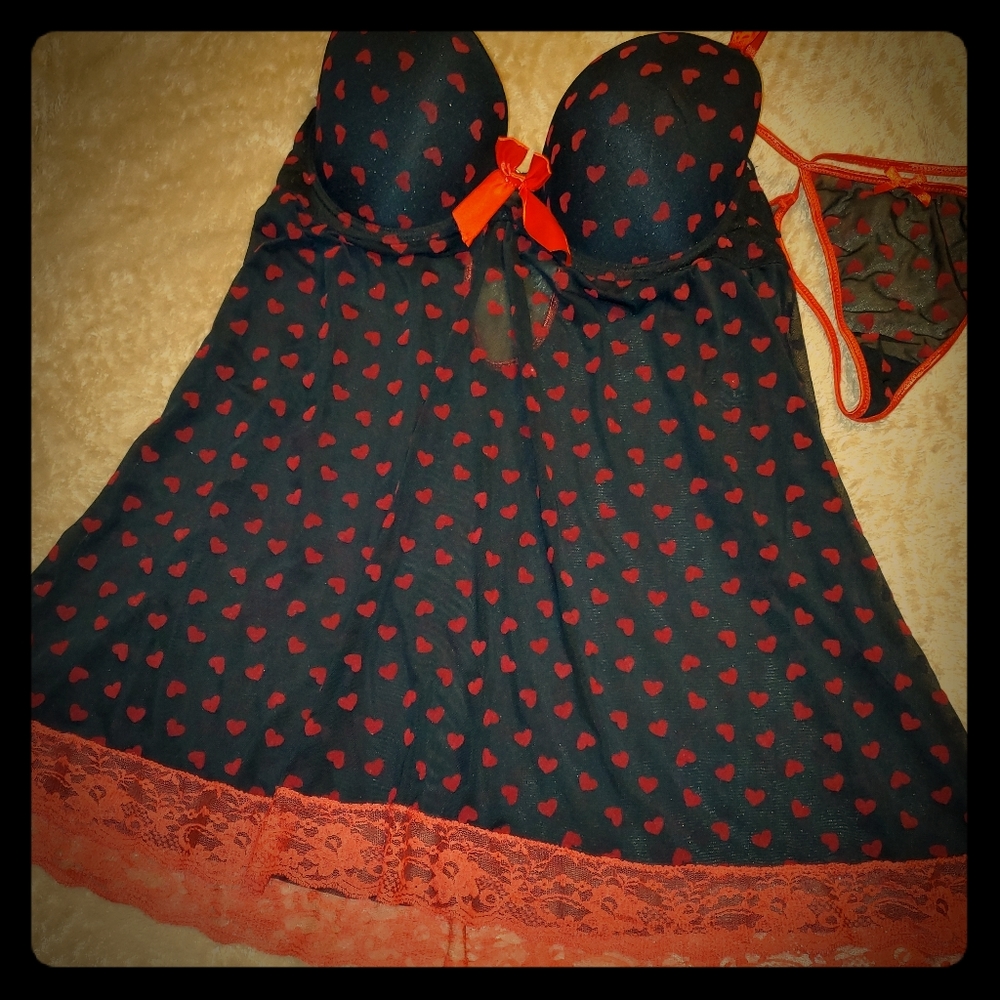 Mesh Babydoll With G String Panty